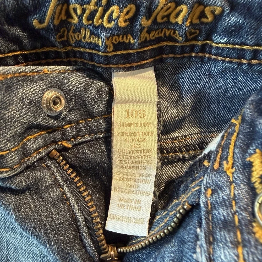Justice Girls Size 10S Simply Low Super Skinny Stretch Jeans Bling